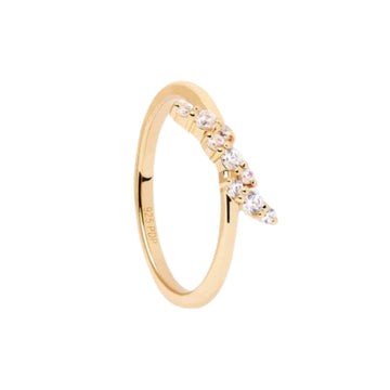 Γυναικείο δαχτυλίδι PDPAOLA AN01-886 Natura Ring κατασκευασμένο από ασήμι 925 επιχρυσωμένο με επίστρωση κίτρινου χρυσού 18 καρατίων στολισμένο με λαμπερά ζιργκόν.